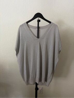Escada Silver Shimmery V-Neck Top